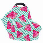Teal Chevron Watermelon Pattern Print Baby Seat Cover