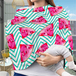 Teal Chevron Watermelon Pattern Print Baby Seat Cover