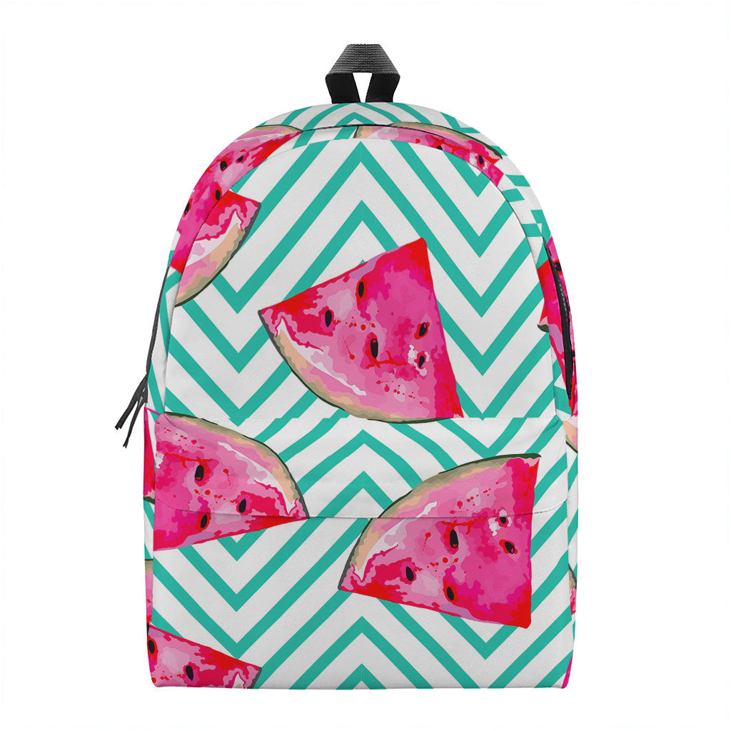 Teal Chevron Watermelon Pattern Print Backpack
