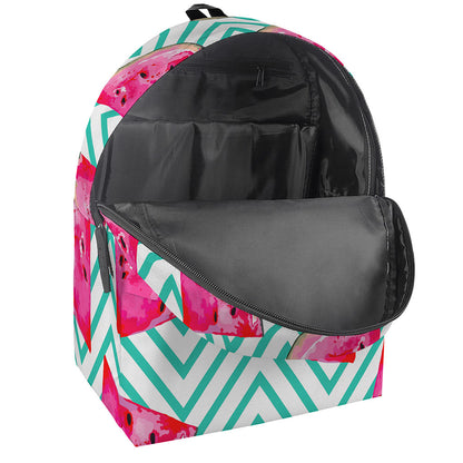 Teal Chevron Watermelon Pattern Print Backpack
