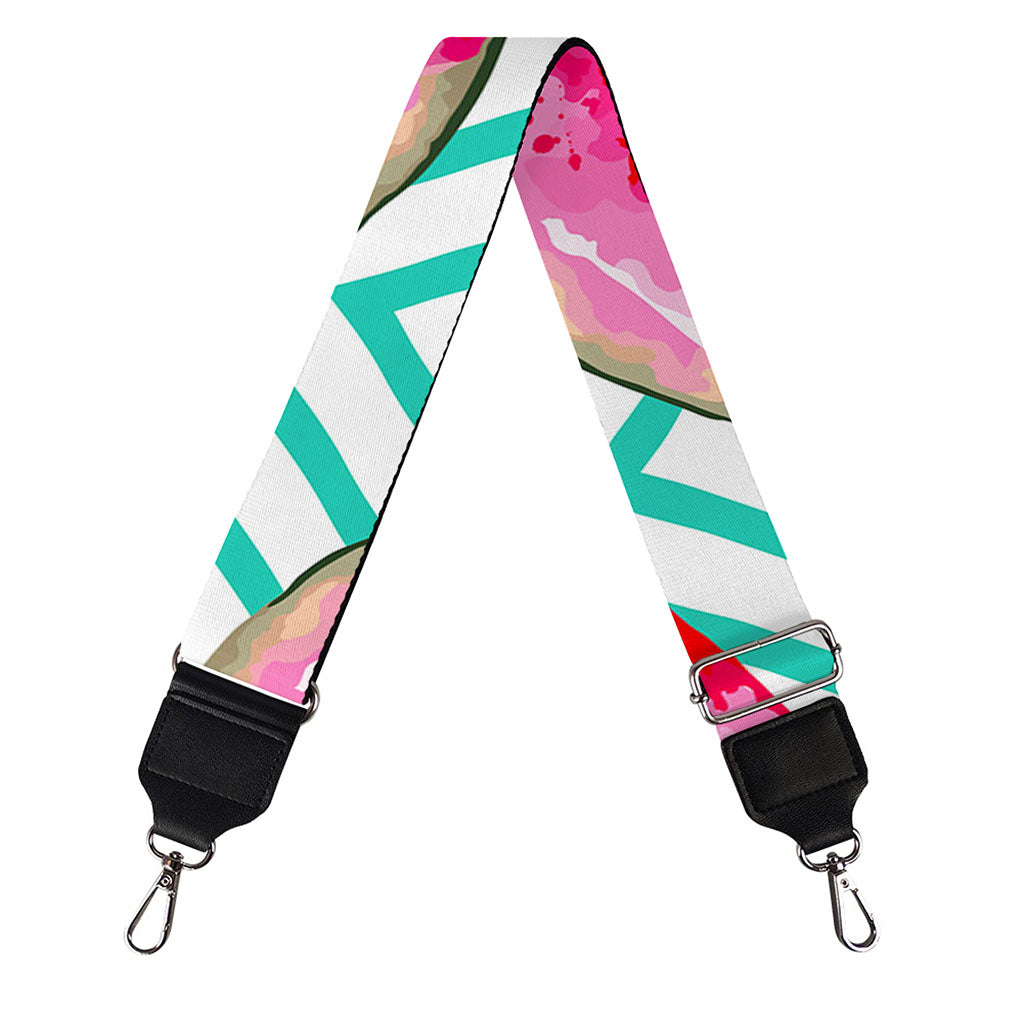 Teal Chevron Watermelon Pattern Print Bag Strap