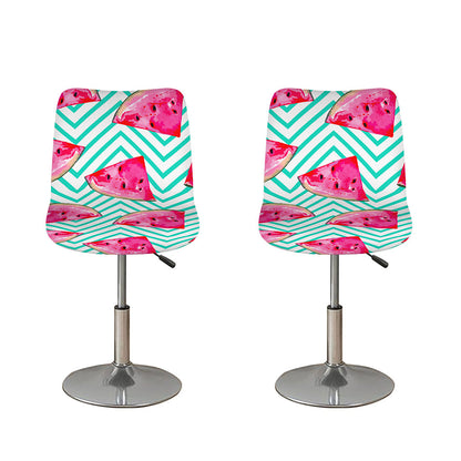 Teal Chevron Watermelon Pattern Print Bar Stool Covers