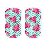 Teal Chevron Watermelon Pattern Print Bar Stool Covers