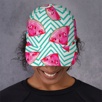 Teal Chevron Watermelon Pattern Print Baseball Cap