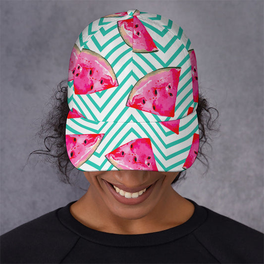 Teal Chevron Watermelon Pattern Print Baseball Cap