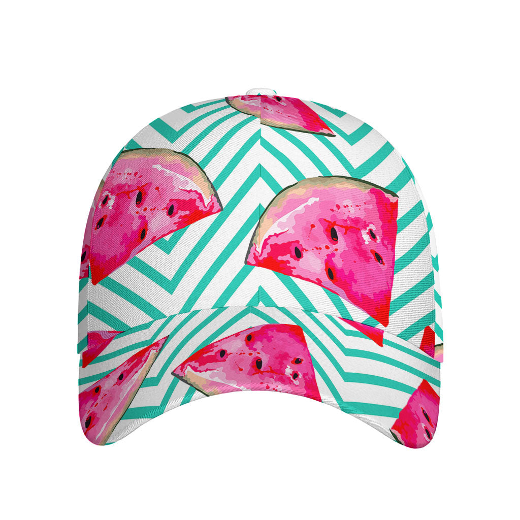 Teal Chevron Watermelon Pattern Print Baseball Cap
