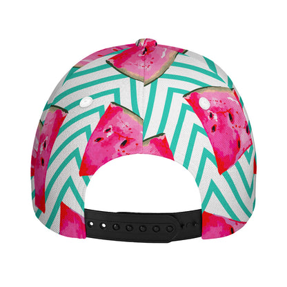 Teal Chevron Watermelon Pattern Print Baseball Cap