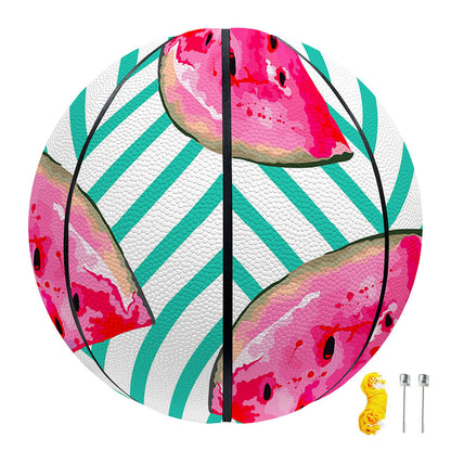 Teal Chevron Watermelon Pattern Print Basketball