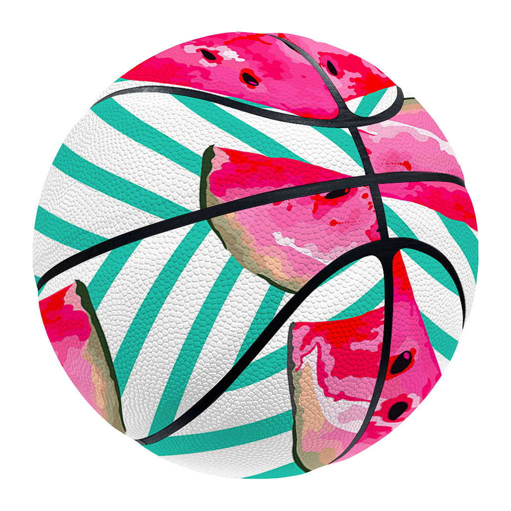 Teal Chevron Watermelon Pattern Print Basketball