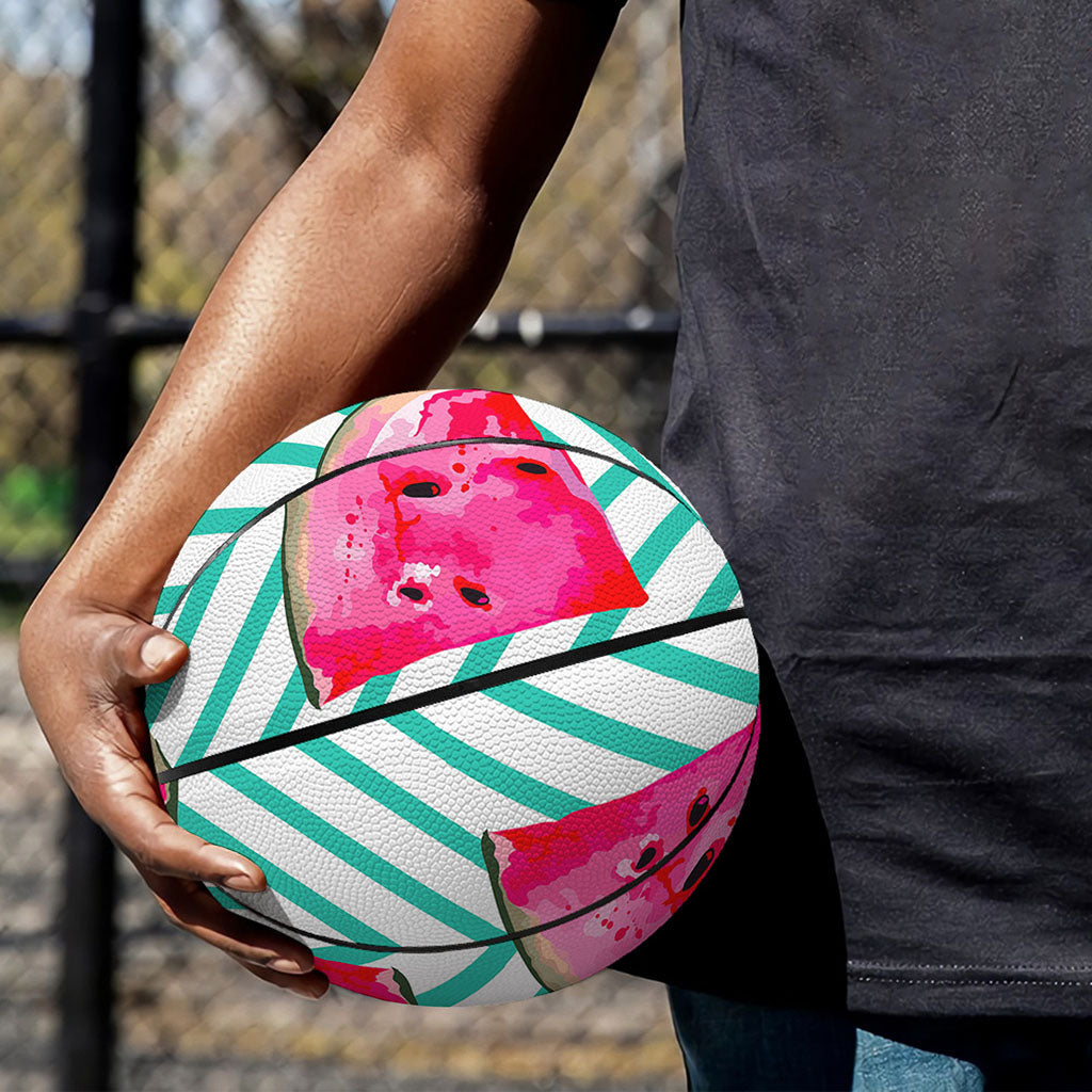 Teal Chevron Watermelon Pattern Print Basketball