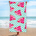 Teal Chevron Watermelon Pattern Print Beach Towel
