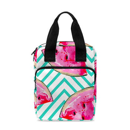 Teal Chevron Watermelon Pattern Print Bible Tote Bag