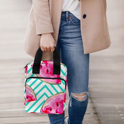 Teal Chevron Watermelon Pattern Print Bible Tote Bag