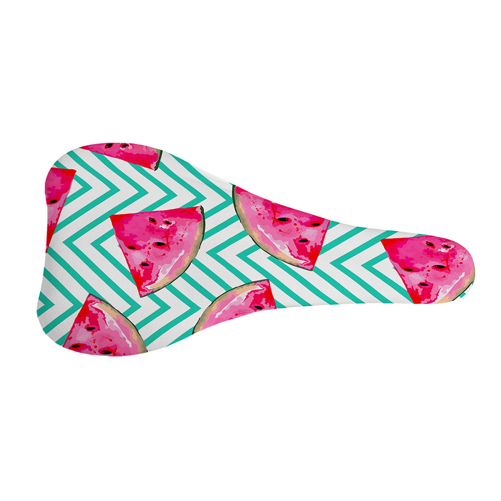 Teal Chevron Watermelon Pattern Print Bicycle Seat Cover