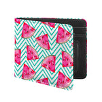 Teal Chevron Watermelon Pattern Print Bifold Wallet