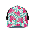 Teal Chevron Watermelon Pattern Print Black Mesh Trucker Hat