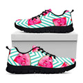 Teal Chevron Watermelon Pattern Print Black Running Shoes