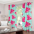 Teal Chevron Watermelon Pattern Print Dimout Grommet Curtains