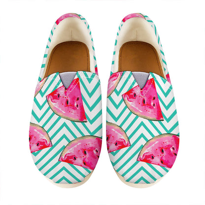 Teal Chevron Watermelon Pattern Print Casual Shoes