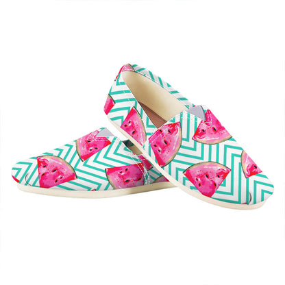 Teal Chevron Watermelon Pattern Print Casual Shoes