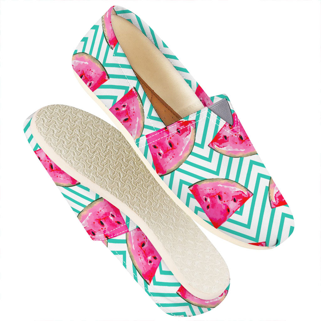 Teal Chevron Watermelon Pattern Print Casual Shoes