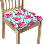 Teal Chevron Watermelon Pattern Print Chair Cushion Cover