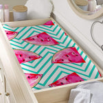 Teal Chevron Watermelon Pattern Print Changing Pad Cover