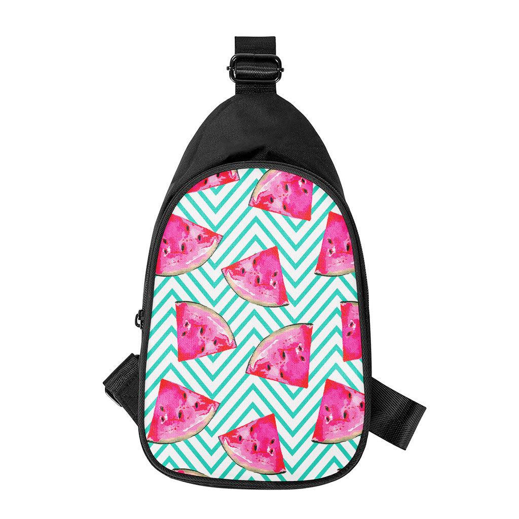 Teal Chevron Watermelon Pattern Print Chest Bag
