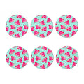 Teal Chevron Watermelon Pattern Print Coaster Set