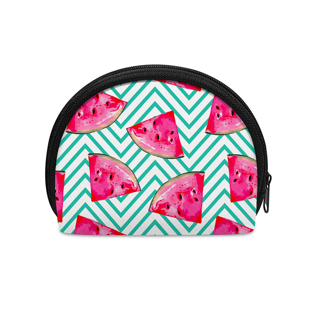 Teal Chevron Watermelon Pattern Print Coin Purse