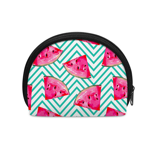 Teal Chevron Watermelon Pattern Print Coin Purse