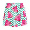 Teal Chevron Watermelon Pattern Print Cotton Shorts