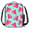 Teal Chevron Watermelon Pattern Print Crossbody Lunch Bag