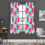 Teal Chevron Watermelon Pattern Print Curtain