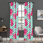 Teal Chevron Watermelon Pattern Print Curtain