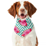 Teal Chevron Watermelon Pattern Print Dog Bandana