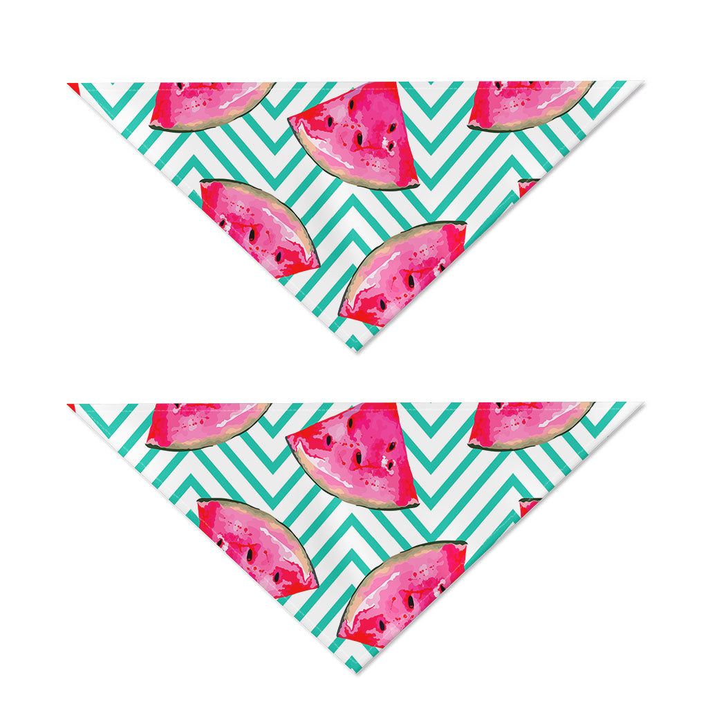 Teal Chevron Watermelon Pattern Print Dog Bandana