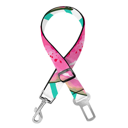 Teal Chevron Watermelon Pattern Print Dog Seat Belt
