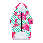 Teal Chevron Watermelon Pattern Print Dog Zip Up Hoodie