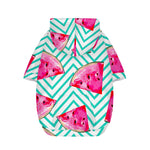 Teal Chevron Watermelon Pattern Print Dog Zip Up Hoodie