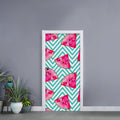 Teal Chevron Watermelon Pattern Print Door Sticker