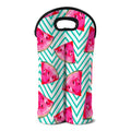 Teal Chevron Watermelon Pattern Print Double Neoprene Wine Tote