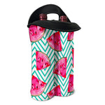 Teal Chevron Watermelon Pattern Print Double Neoprene Wine Tote