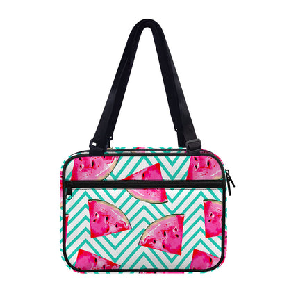 Teal Chevron Watermelon Pattern Print Double Strap Bible Bag