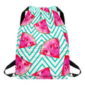 Teal Chevron Watermelon Pattern Print Drawstring Backpack