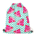 Teal Chevron Watermelon Pattern Print Drawstring Bag