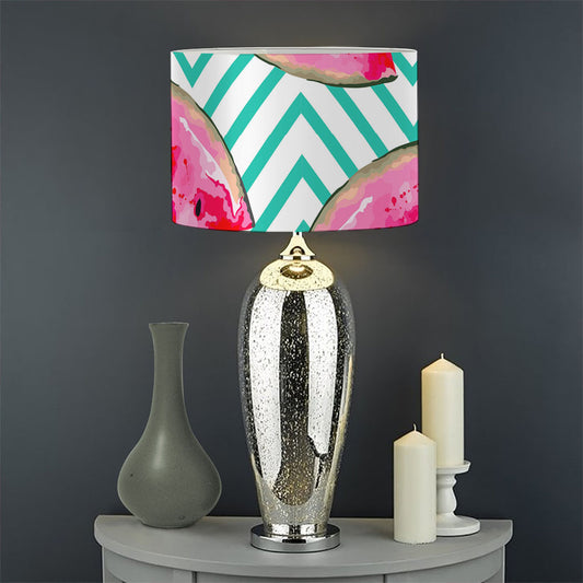 Teal Chevron Watermelon Pattern Print Drum Lamp Shade