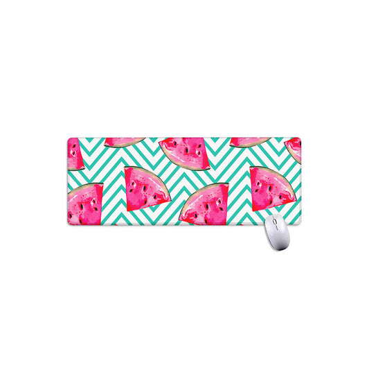 Teal Chevron Watermelon Pattern Print Extended Mouse Pad