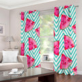 Teal Chevron Watermelon Pattern Print Extra Wide Grommet Curtains