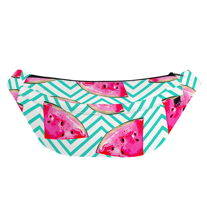 Teal Chevron Watermelon Pattern Print Fanny Pack